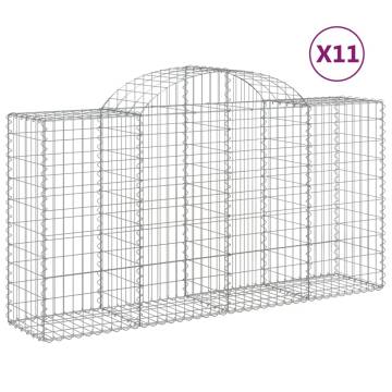 Arched Gabion Baskets 11 pcs - Galvanised Iron Garden Barriers