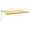 Manual Retractable Awning with LED - Yellow/White 600x350 cm