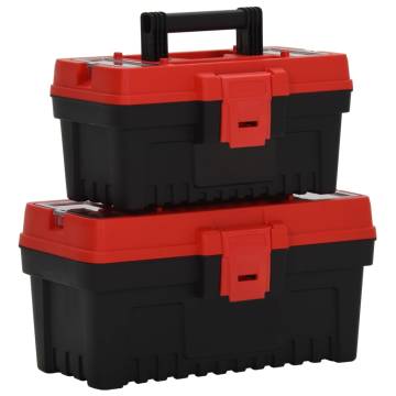 2 Piece Tool Box Set - Black & Red Polypropylene | HipoMarket