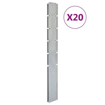 Garden Fence Posts - 20 pcs Silver Galvanised Steel 160 cm