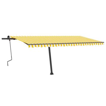 Freestanding Manual Retractable Awning 500x300 cm - Yellow/White