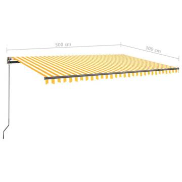 Freestanding Manual Retractable Awning 500x300 cm - Yellow/White