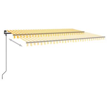 Manual Retractable Awning 5x3m - Yellow & White | HipoMarket