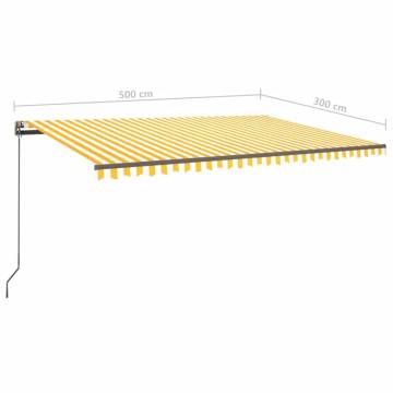 Manual Retractable Awning 5x3m - Yellow & White | HipoMarket