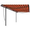 Manual Retractable Awning with Posts 6x3.5 m Orange and Brown Colour multicolour Size 6 x 3.5 m Quantity in Package 1 