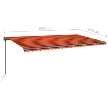 Manual Retractable Awning 6x3.5m - Orange & Brown