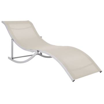 Folding Sun Loungers Set - 2 Pieces Cream Textilene