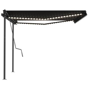 Manual Retractable Awning with LED 4x3 m Anthracite | HipoMarket