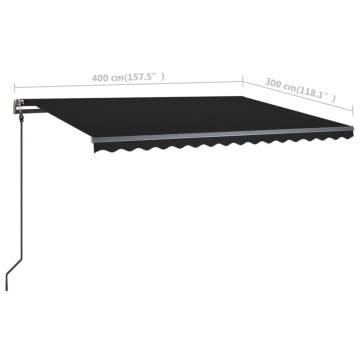 Manual Retractable Awning with LED 4x3 m Anthracite | HipoMarket