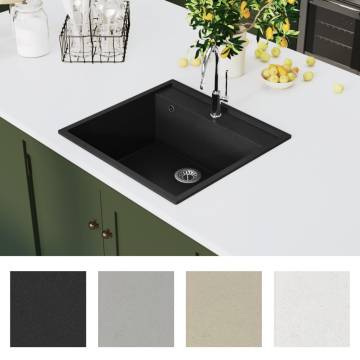 Black Granite Kitchen Sink with Overflow Hole | Hipomarket