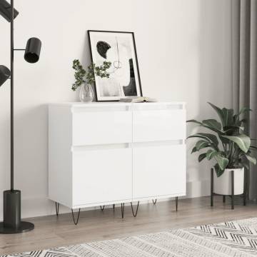 High Gloss White Sideboards - 2 pcs | Stylish Storage Solution