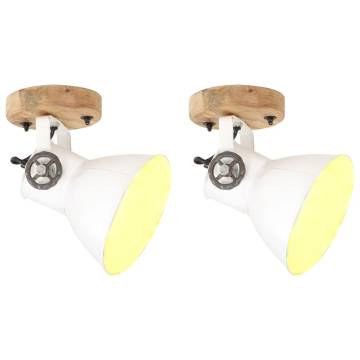 Industrial Wall/Ceiling Lamps - 2 pcs White E27 | Hipo Market