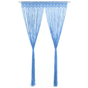 Macrame Curtain Blue 140x240 cm - Stylish Cotton Decor