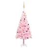 Artificial Pre-lit Christmas Tree with Ball Set Pink 210 cm PVC Colour pink and gold Size 210 x 120 cm Quantity in Package 1 Number of Branch Tips 