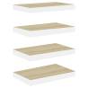 Floating Wall Shelves - Set of 4 Oak & White | HipoMarket UK