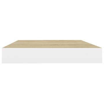 Floating Wall Shelves - Set of 4 Oak & White | HipoMarket UK