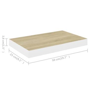 Floating Wall Shelves - Set of 4 Oak & White | HipoMarket UK