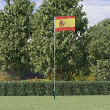 Spain Flag and Pole 5.55m Aluminium - Durable and Adjustable