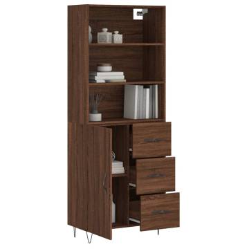 Stylish Highboard in Brown Oak - 69.5x34x180 cm