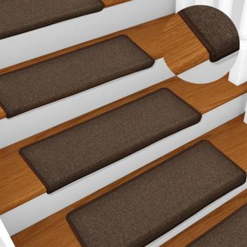 Carpet Stair Treads 15 pcs | Non-Slip Brown Mats