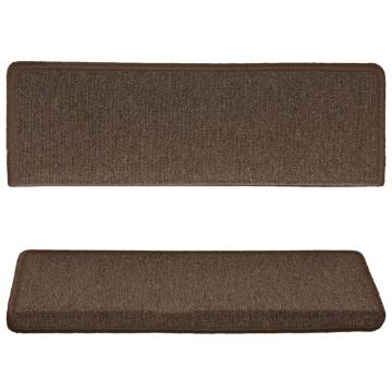 Carpet Stair Treads 15 pcs | Non-Slip Brown Mats