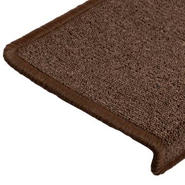 Carpet Stair Treads 15 pcs | Non-Slip Brown Mats