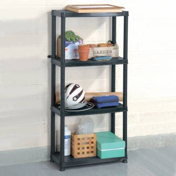 4-Tier Black Storage Shelf - Versatile & Sturdy Design