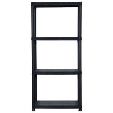 4-Tier Black Storage Shelf - Versatile & Sturdy Design