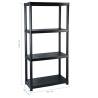 4-Tier Black Storage Shelf - Versatile & Sturdy Design