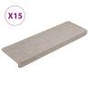 Carpet Stair Treads 15 pcs Taupe - Non-Slip & Washable