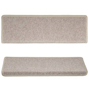 Carpet Stair Treads 15 pcs Taupe - Non-Slip & Washable