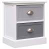 Nightstand Grey 38x28x45 cm Paulownia Wood Colour white and grey Quantity in Package 1 