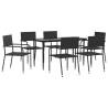 7 Piece Black Poly Rattan & Steel Garden Dining Set