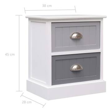 Elegant Grey Nightstand - Paulownia Wood 38x28x45 cm