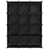 Versatile Storage Cube Organiser with 12 Cubes - Black PP