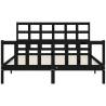 Stylish Black Bed Frame with Headboard - 160x200 cm Solid Wood