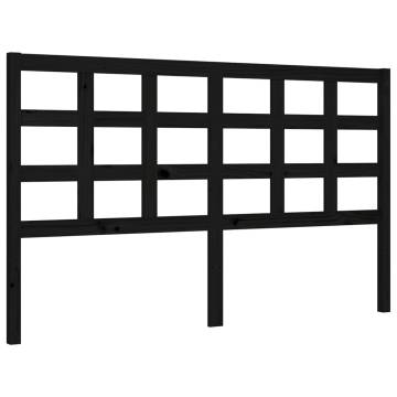 Stylish Black Bed Frame with Headboard - 160x200 cm Solid Wood