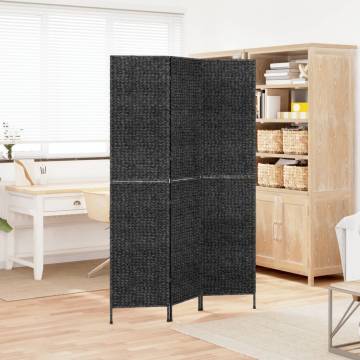 Room Divider 3-Panel Black 122x180 cm Water Hyacinth | HipoMarket