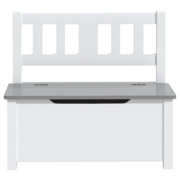 Children's Storage Bench White & Grey - 60x30x55 cm MDF