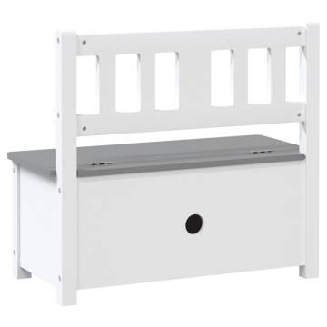 Children's Storage Bench White & Grey - 60x30x55 cm MDF