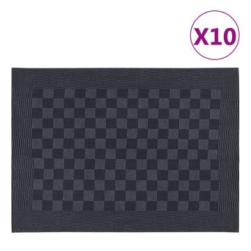 Kitchen Towels 10 pcs Black and Grey - Cotton 50x70 cm