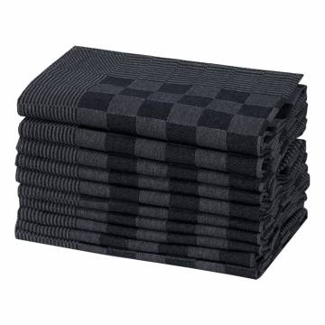 Kitchen Towels 10 pcs Black and Grey - Cotton 50x70 cm