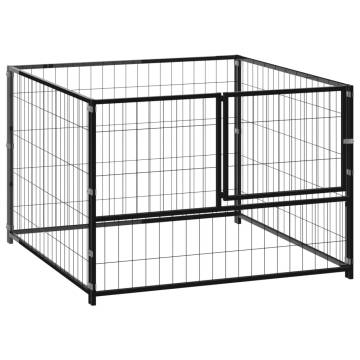 Durable Black Dog Kennel 100x100x70 cm - Steel Construction