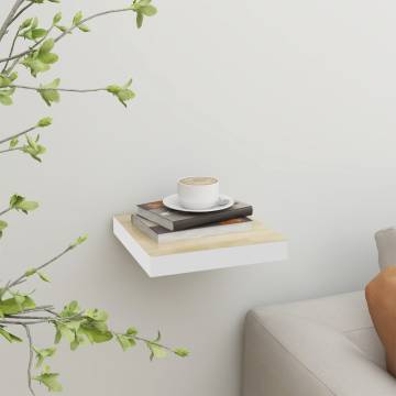 Floating Wall Shelf Oak & White - Modern Home Decor