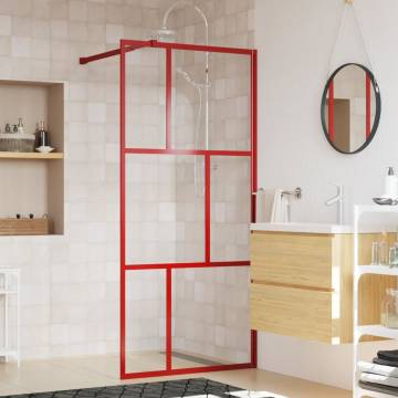 Walk-in Shower Wall with Clear ESG Glass Red - 80x195 cm