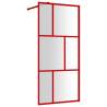 Walk-in Shower Wall with Clear ESG Glass Red - 80x195 cm