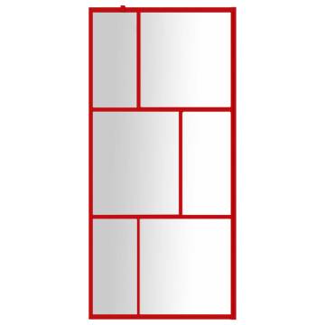 Walk-in Shower Wall with Clear ESG Glass Red - 80x195 cm