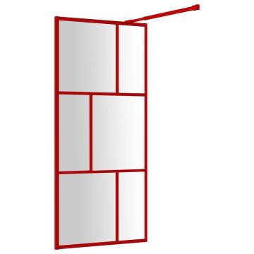 Walk-in Shower Wall with Clear ESG Glass Red - 80x195 cm