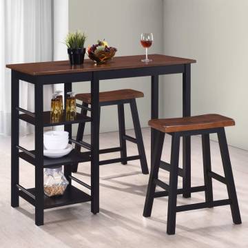 Elegant 3-Piece Black MDF Bar Set for Dining & Living Rooms