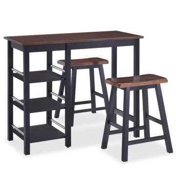 Elegant 3-Piece Black MDF Bar Set for Dining & Living Rooms